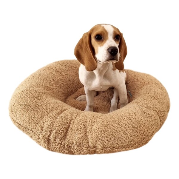 Cama Colchon Perro Gato Grande Redondo Puff Comodo 70 Cm Color Variante Beige