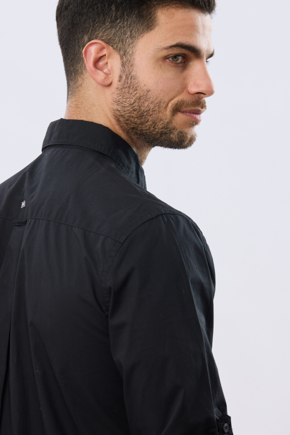 CAMISA LISA DE ALGODÓN Negro