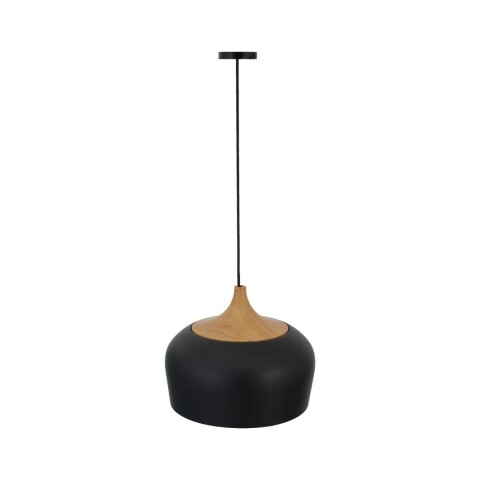 Lampara De Techo Colgante de 30 cm Campana Nórdica de Madera y Metal Negro Lampara De Techo Colgante de 30 cm Campana Nórdica de Madera y Metal Negro