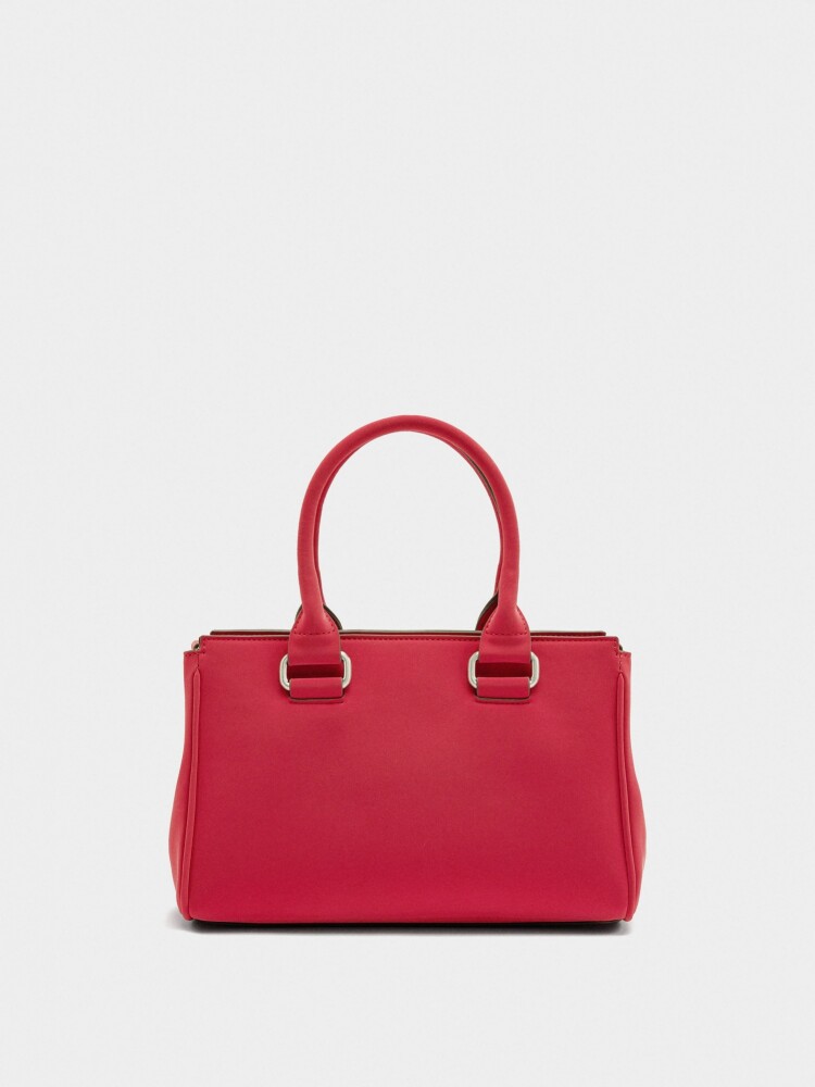 Bolso Tote De Textura Suave rojo
