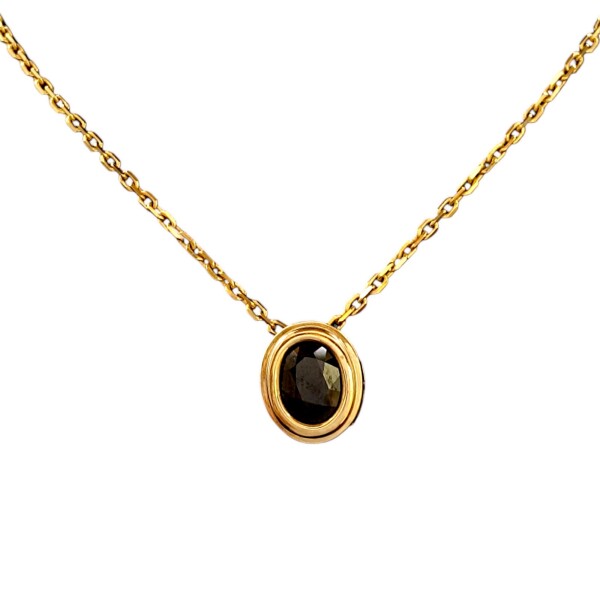 Dije Oval-Oro bajo-Piedra Zafiro-CP8547 Conpiedra
