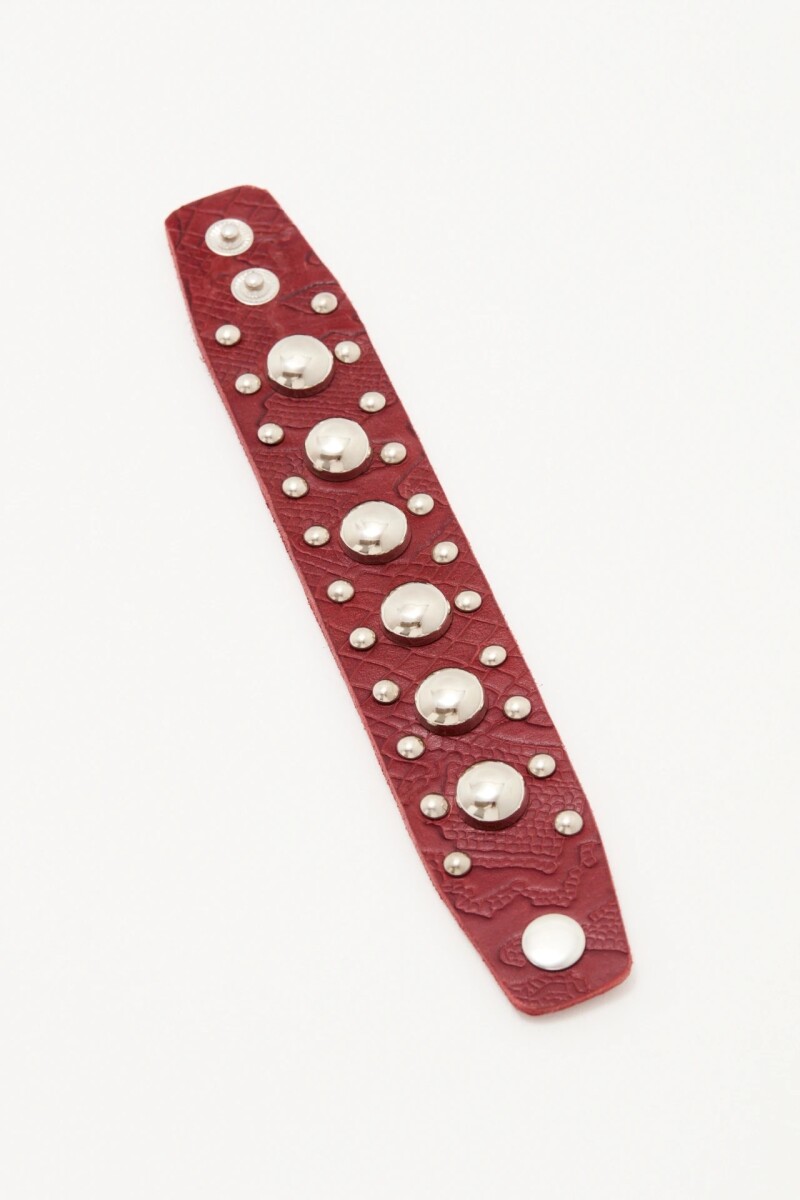 Pulsera Studs Cuero Bordo