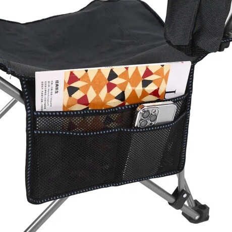 Silla de Tela Plegable Posa Vaso y Bolso Camping Playa Pesca Negro