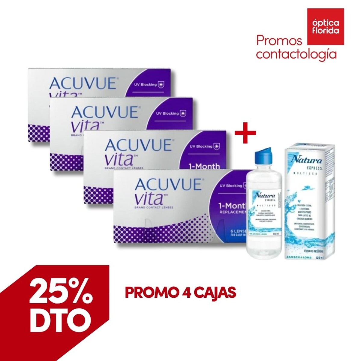 Acuvue Vita Esferico -PROMO 4 Cajas + Renú Natura 
