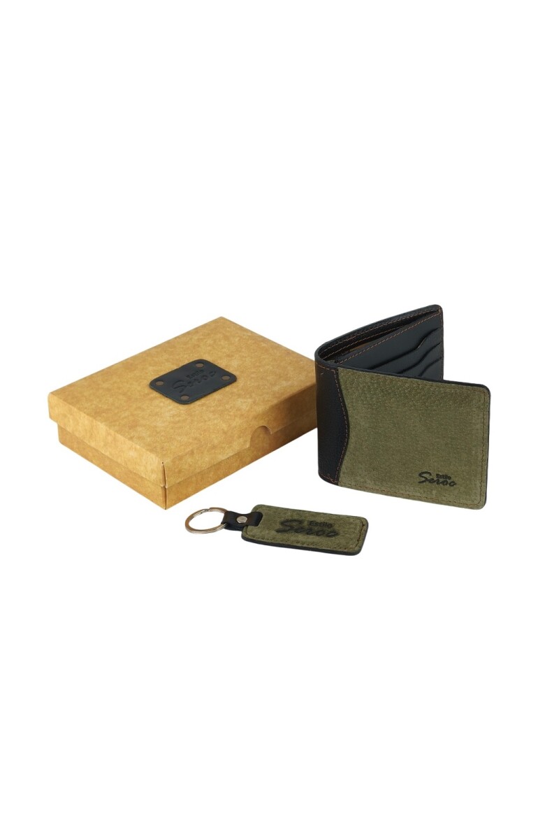 Set billetera y llavero Verde