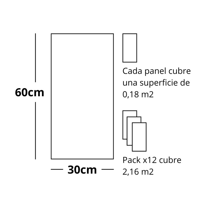 Set x12 placas autoadhesivas 30cm x 60cm x 2.2mm BLANCO