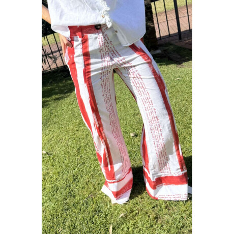 Pantalon Coco Print Rayas Rojo