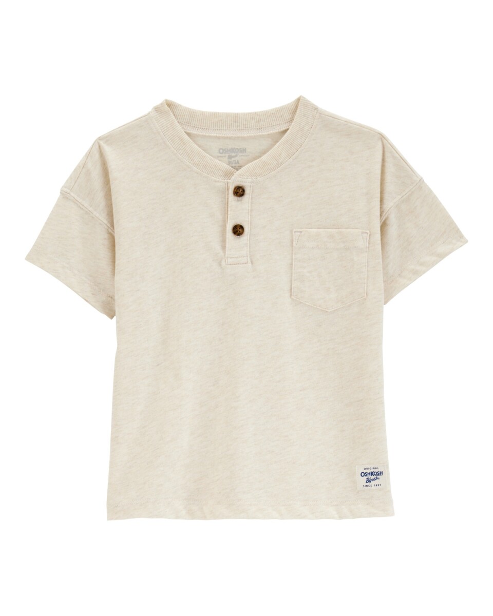 Remera henley de algodón, crema 