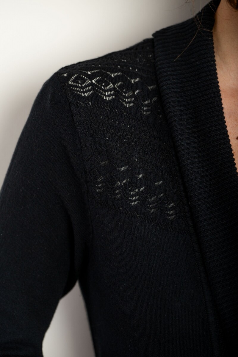 Cardigan C/solapa Algodón Elastano Negro