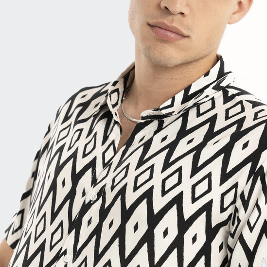 Camisa Reef de Manga Corta Geométrica Blanco