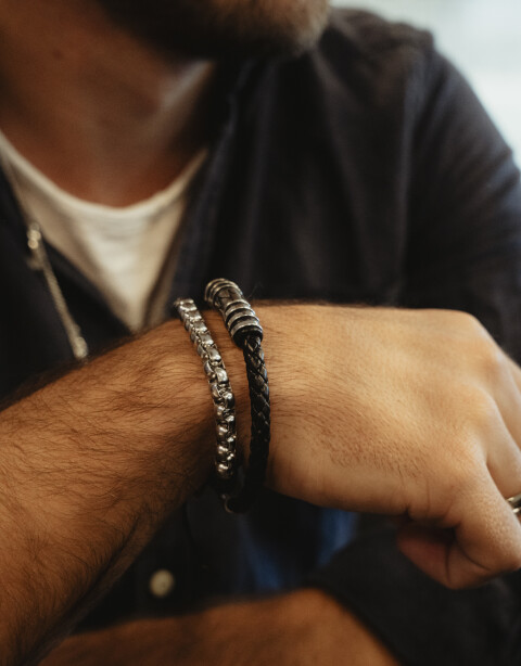 Pulseras Flexibles PU Pulsera Acero Men´s Collection - Negro