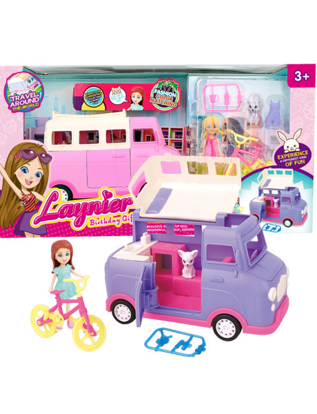 Set de muñeca con camioneta van y mascota Set de muñeca con camioneta van y mascota