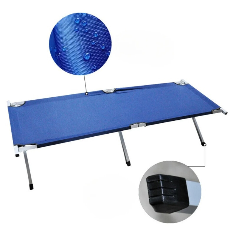 Catre Cama Plegable Metálico Para Camping Con Bolso Celeste