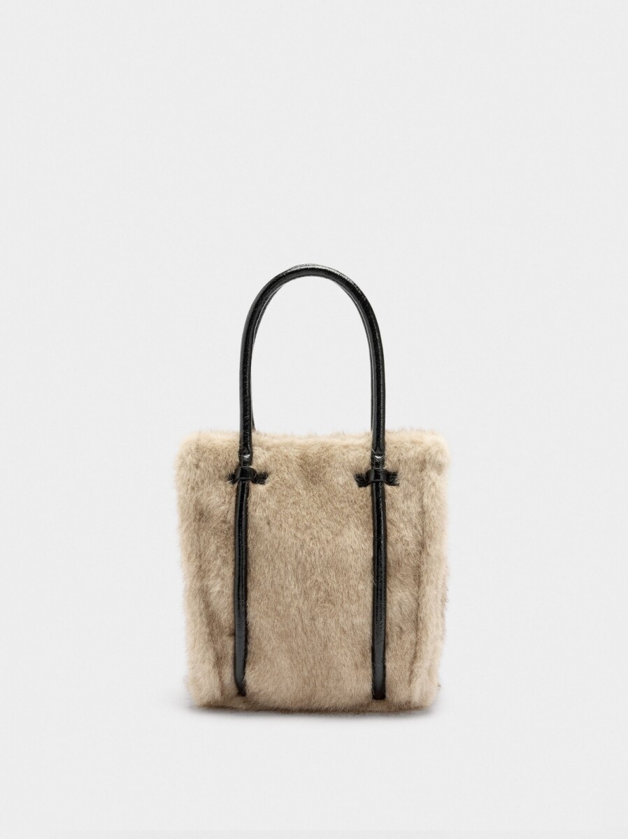 Bolso Tote Efecto Pelo - crudo 