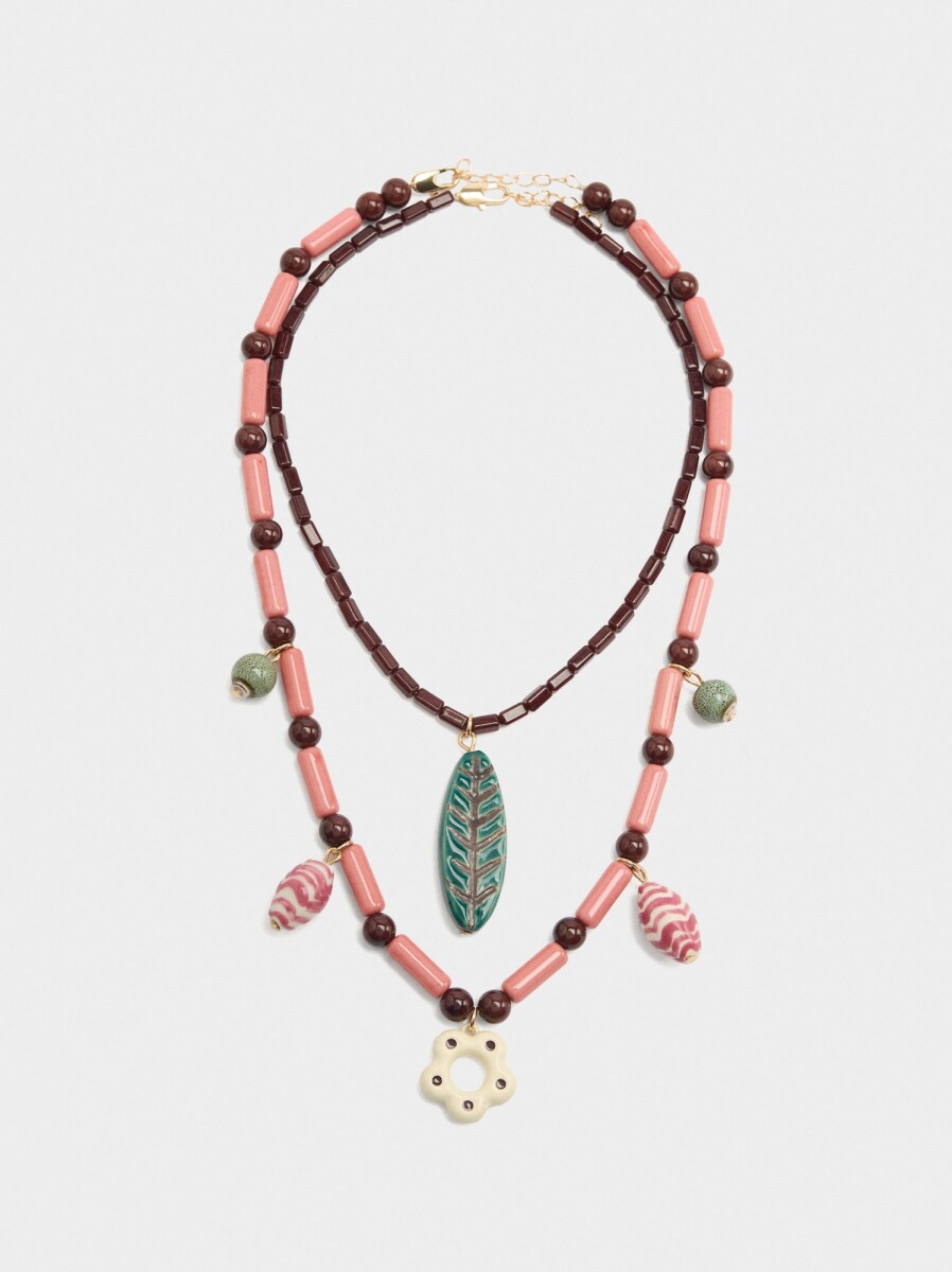 Set De Collares Con Cerámica - multicolor 
