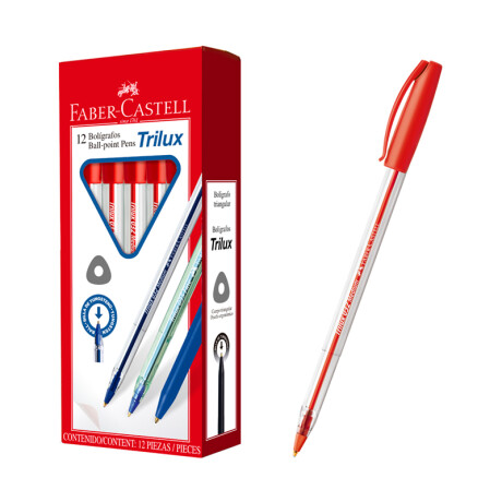 Lapicera FABER CASTEL Trilux | Caja de 12 unidades Roja