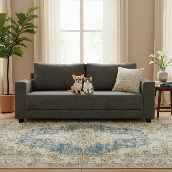 SOFA 3 CUERPOS - TELA PET FRIENDLY GRIS OSCURO SOFA 3 CUERPOS - TELA PET FRIENDLY GRIS OSCURO