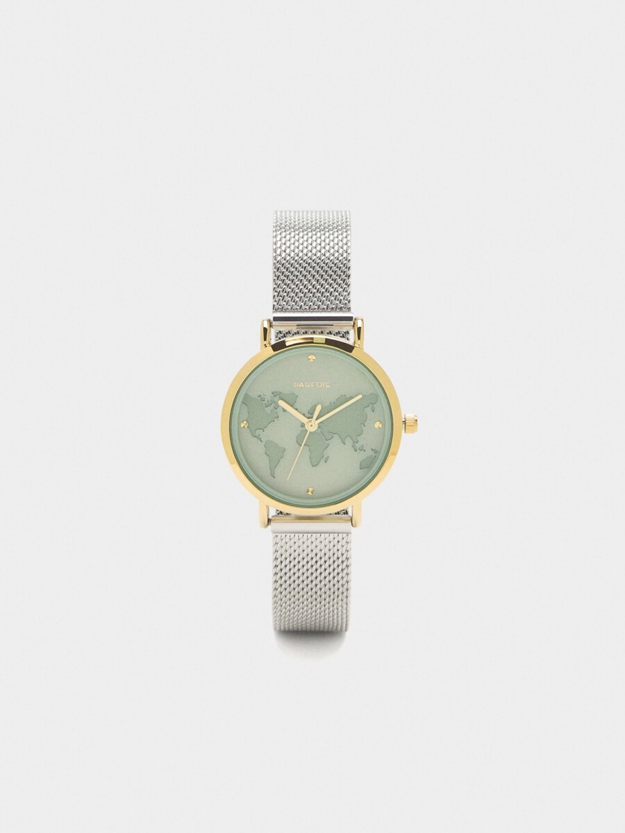 Reloj Con Esfera Mapamundi bicolor
