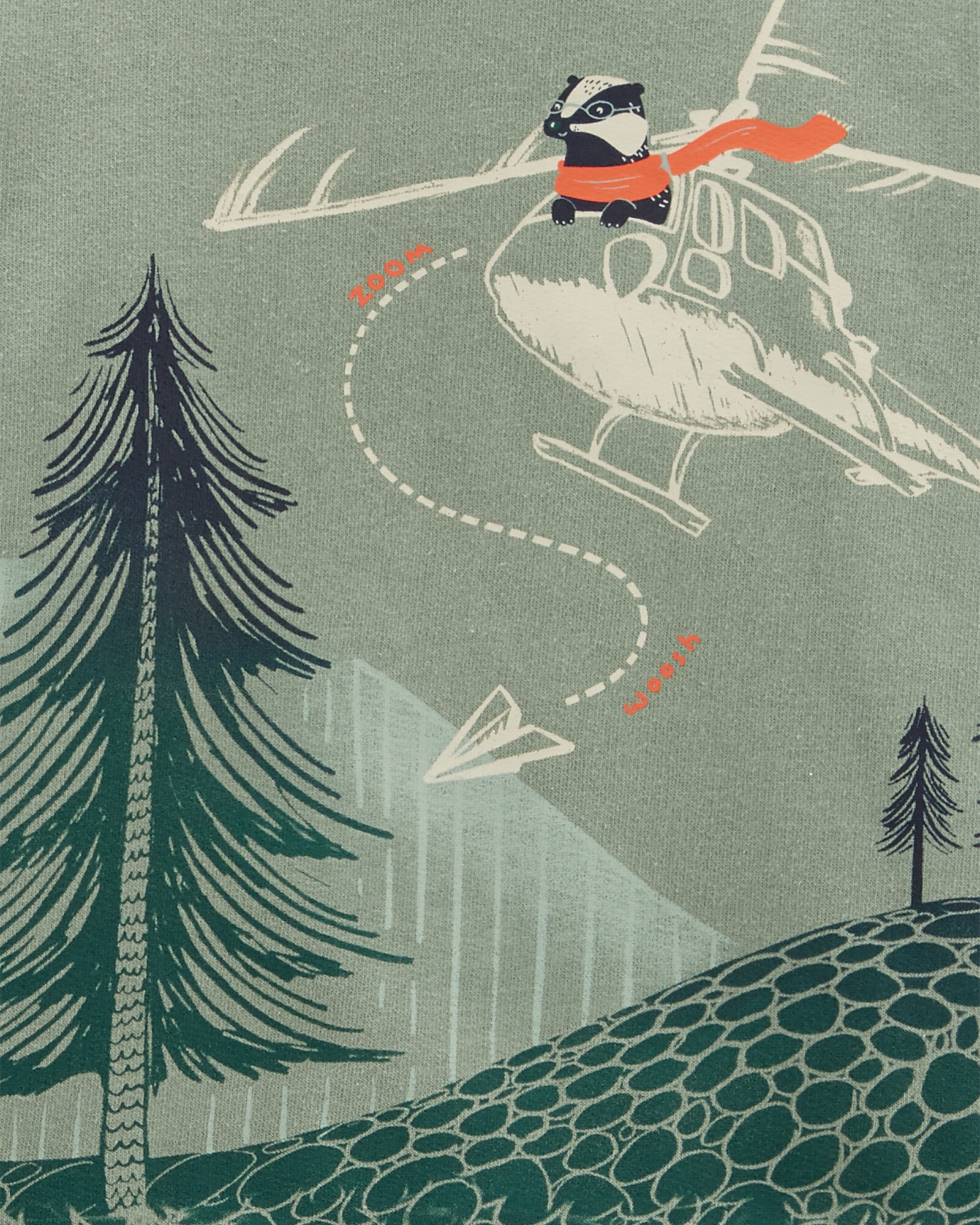 Set dos piezas pantalón y buzo de algodón estampa helicóptero Sin color