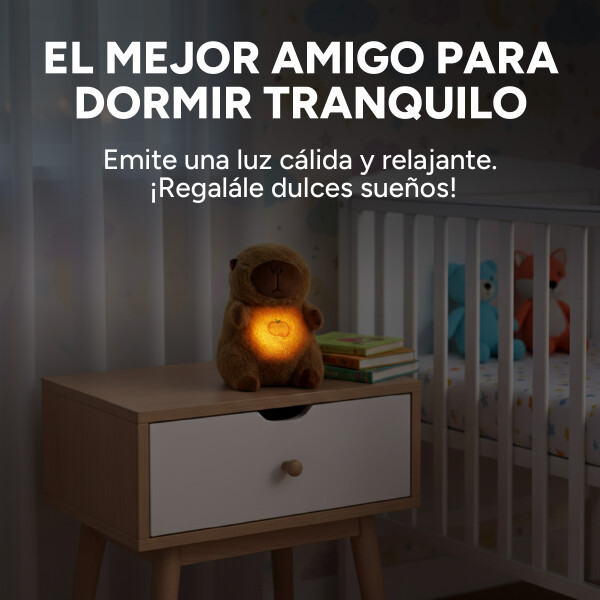 Peluche Tranquiliza Capibara Respira Luz Musica Bebe Perro Diseño Capibara