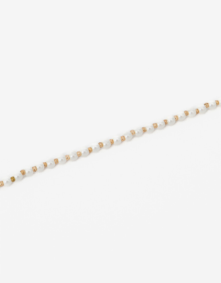 Pulseras Flexibles Perla Pulsera Flexible Con Perlas - Dorado