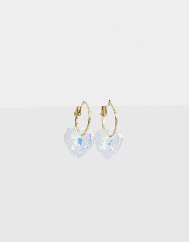Aros Argollas Strass Corazón Argollas Con Corazón - Dorado