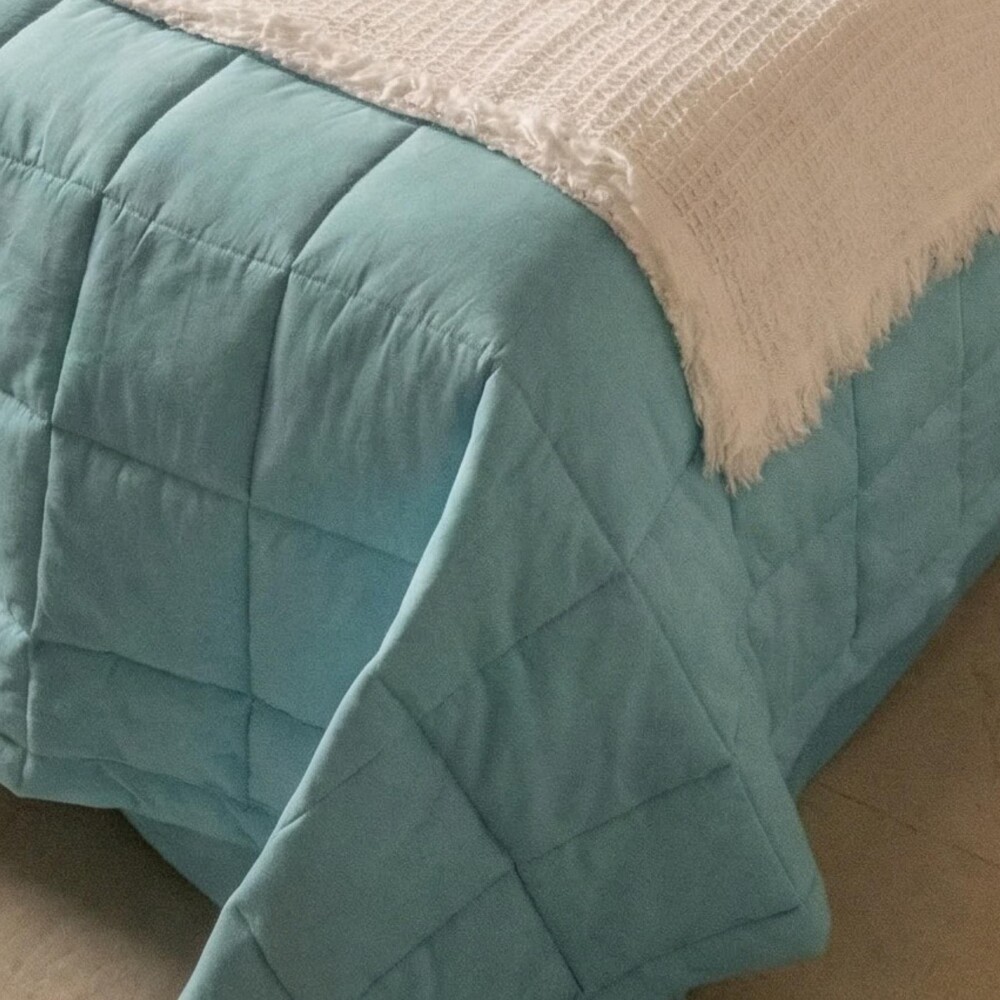 Acolchado mas Fundas 2 Plazas - Basic 200 Hilos Celeste