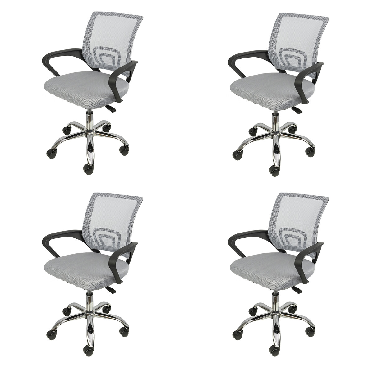 Kit x4 Sillas De Escritorio Tok Gris Ergonómicas 
