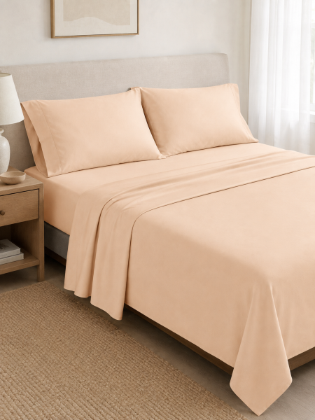 SABANAS JUEGO 2 PLAZAS WASH BEIGE