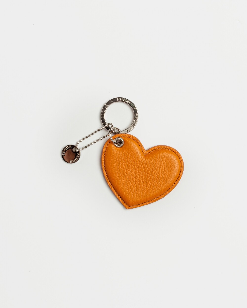 Llavero Heart En Cuero Graneado Naranja