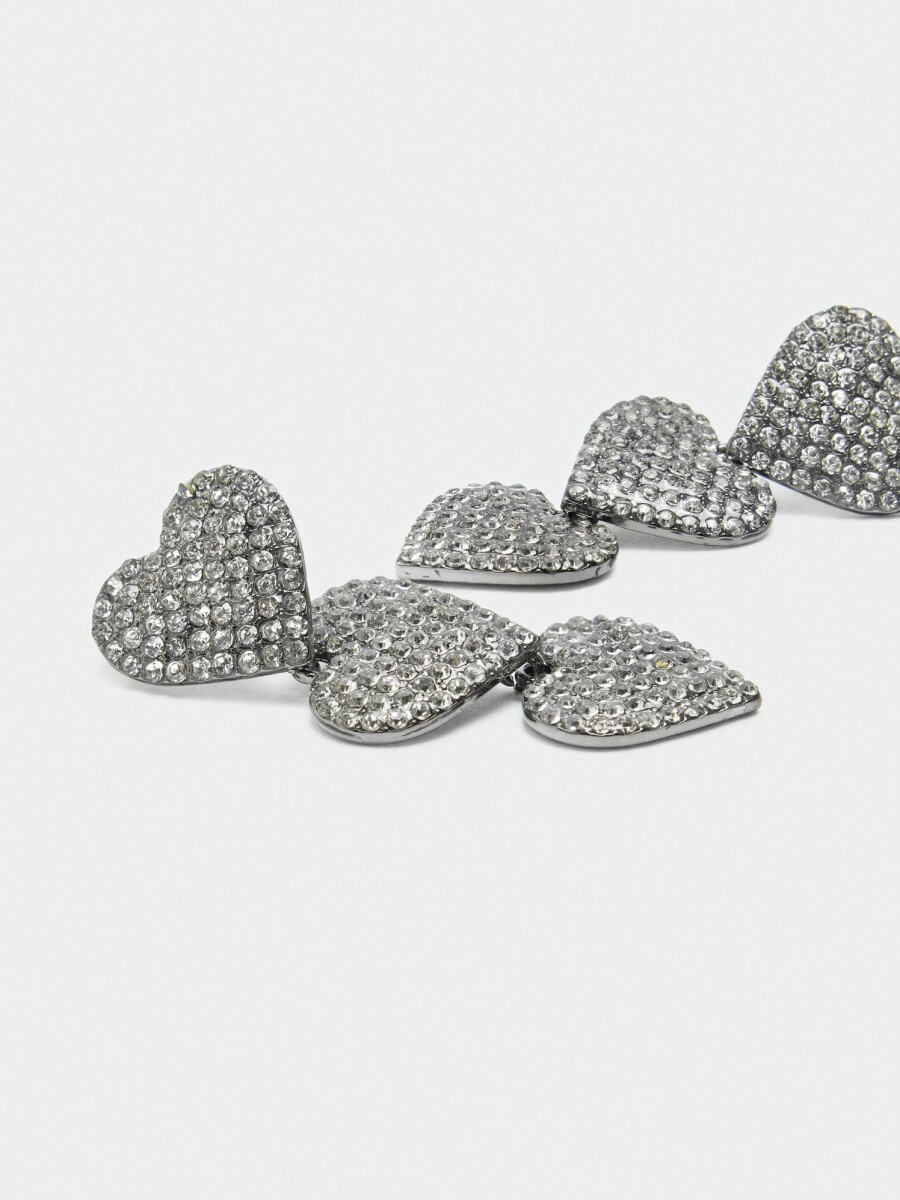 Pendientes Maxi Con Corazones plateado