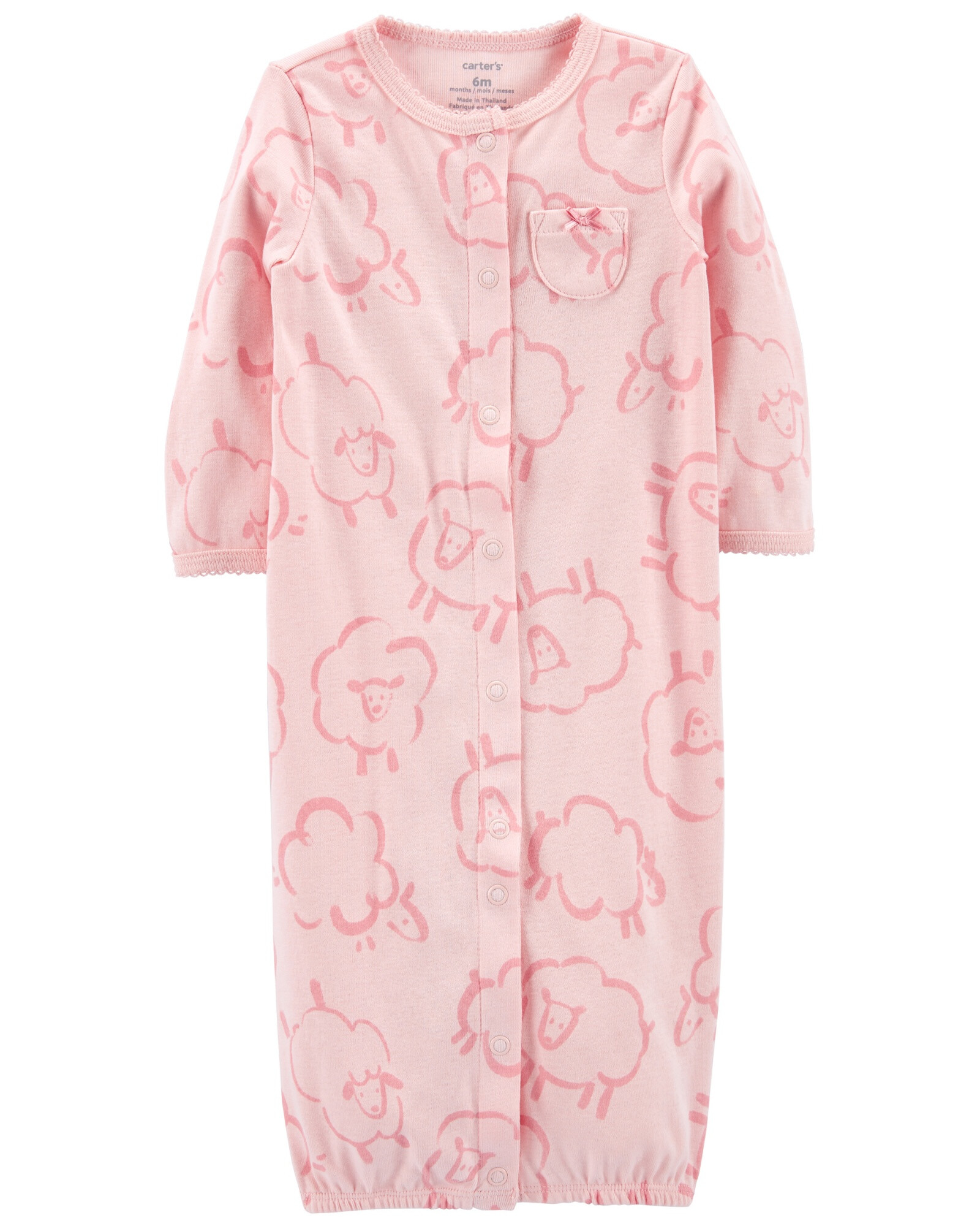 Pijama convertidor de algodón con medias y gorro, rosado, diseño ovejas Sin color