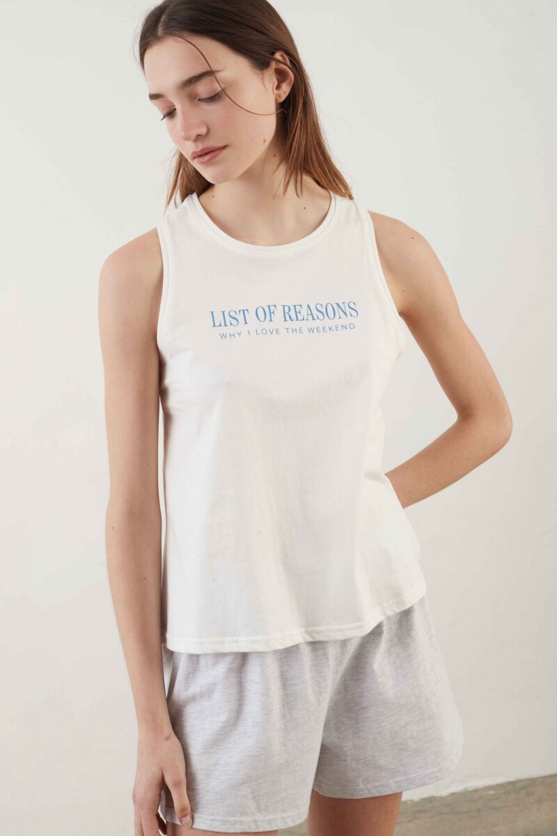 Musculosa Frey - Blanco/Celeste 