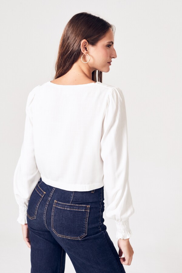 Blusa Puño Fruncido Nácar