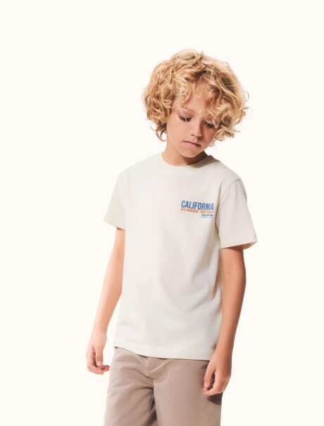 CAMISETA MANGA CORTA INFANTIL CON ESTAMPA BEIGE