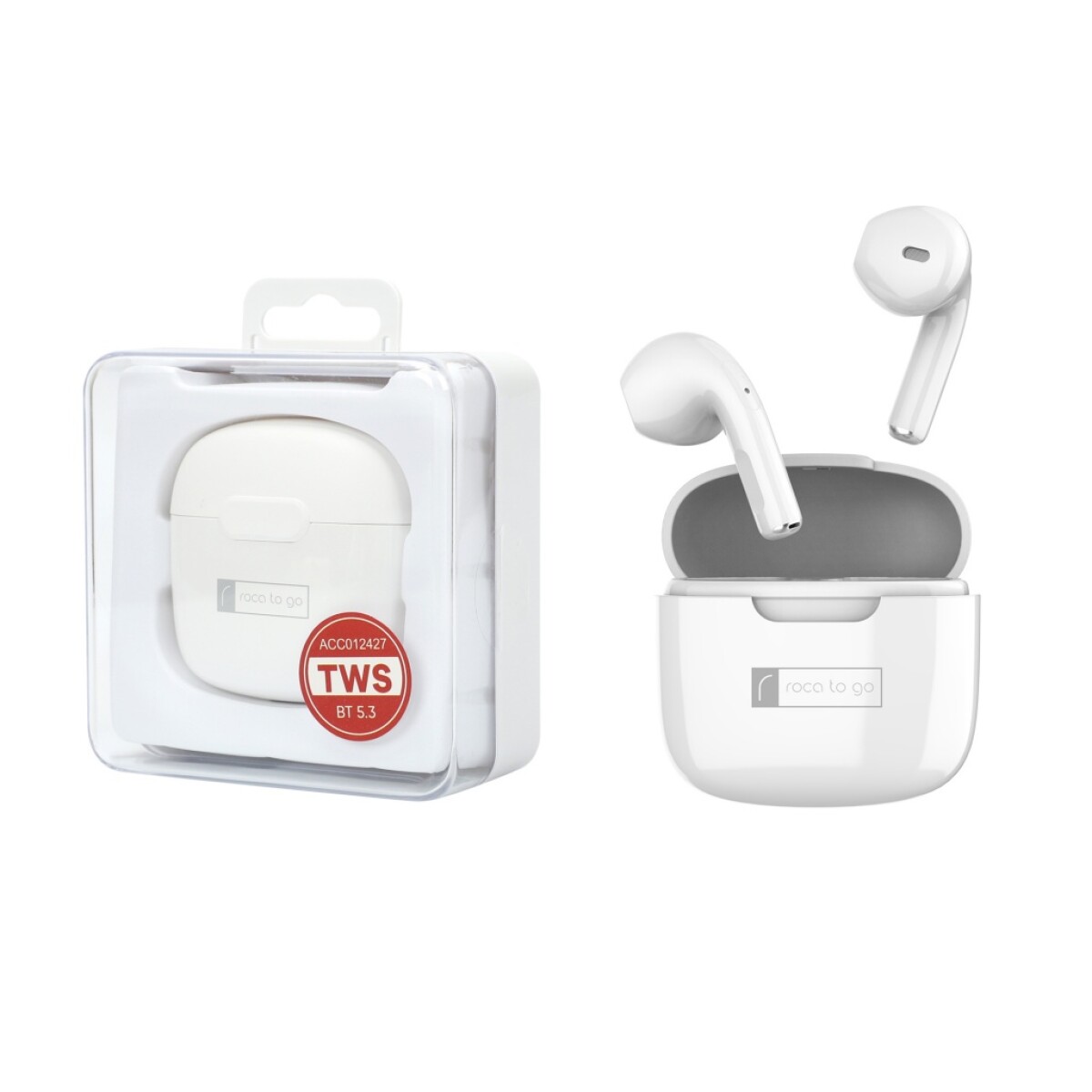 Auricular Bluetooth Tws Roca To Go Universo Binario - BLANCO 