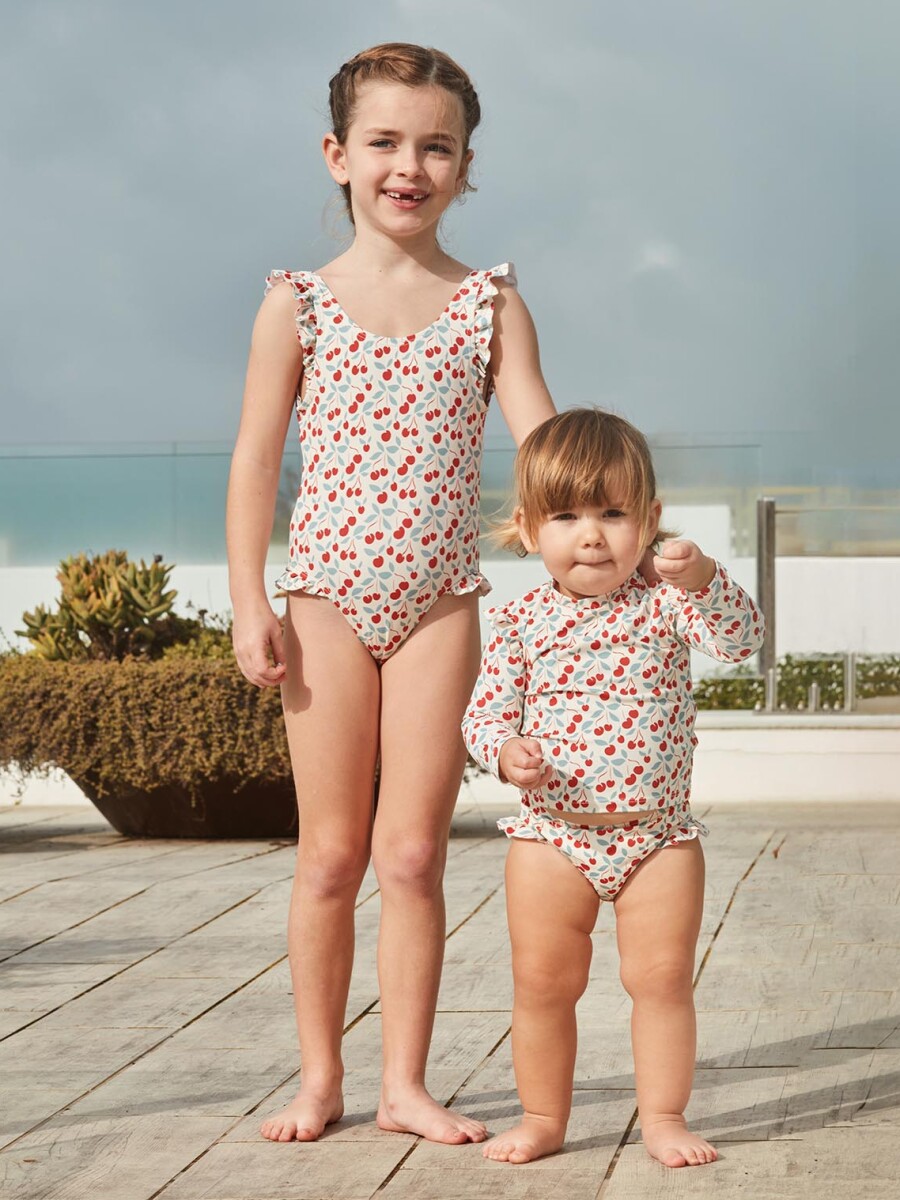 Bañador Estampado Cerezas Blanco