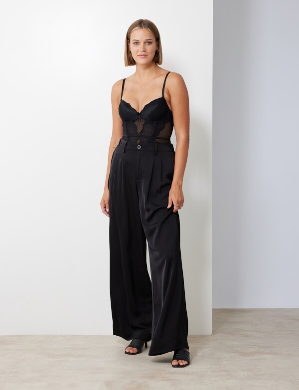 Pantalon Saten Wide NEGRO