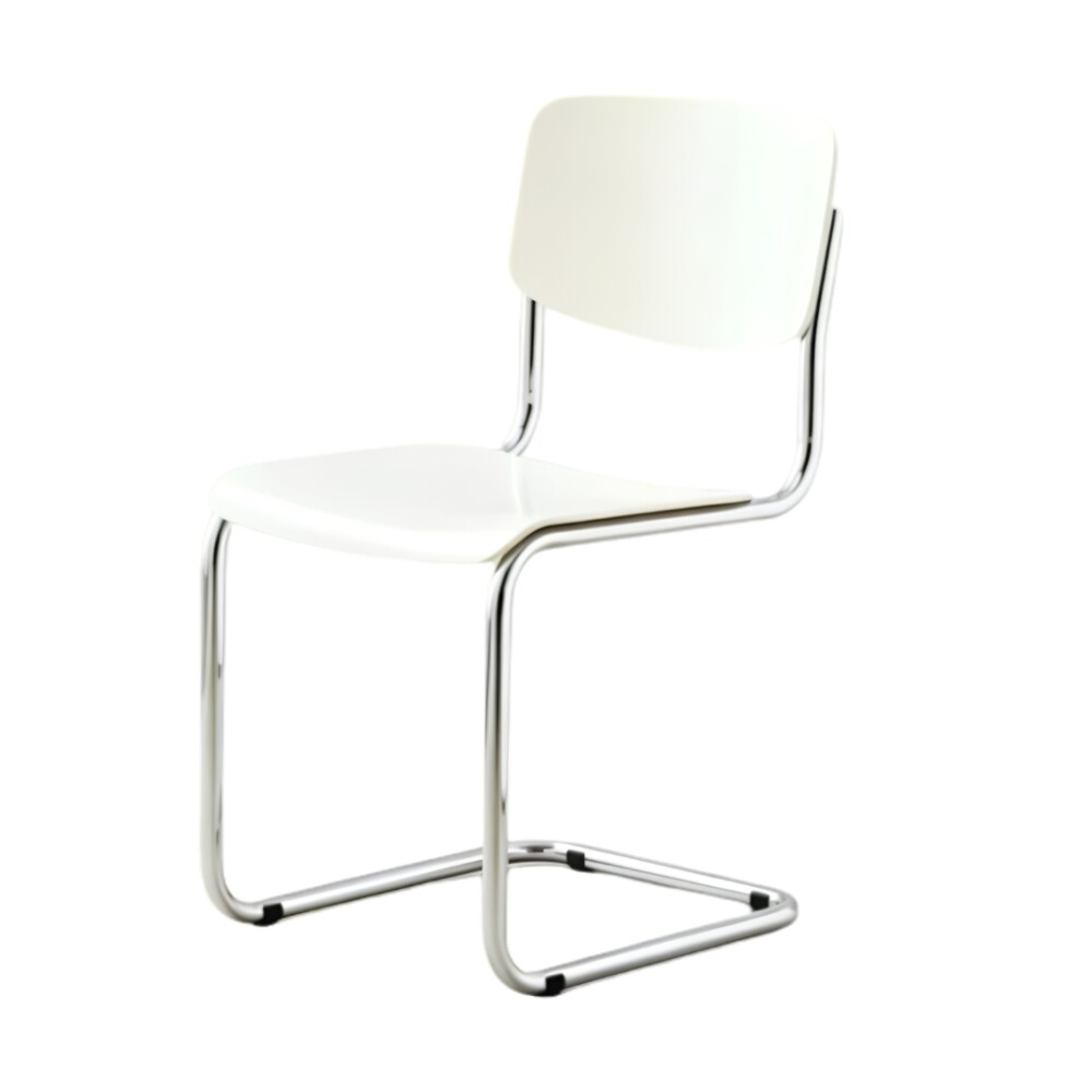 Silla de Comedor Metal Cromado y Madera - Moon Blanco