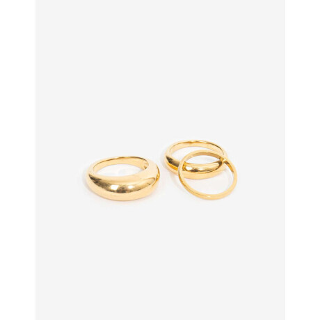 Set De Anillos De Acero Dorado