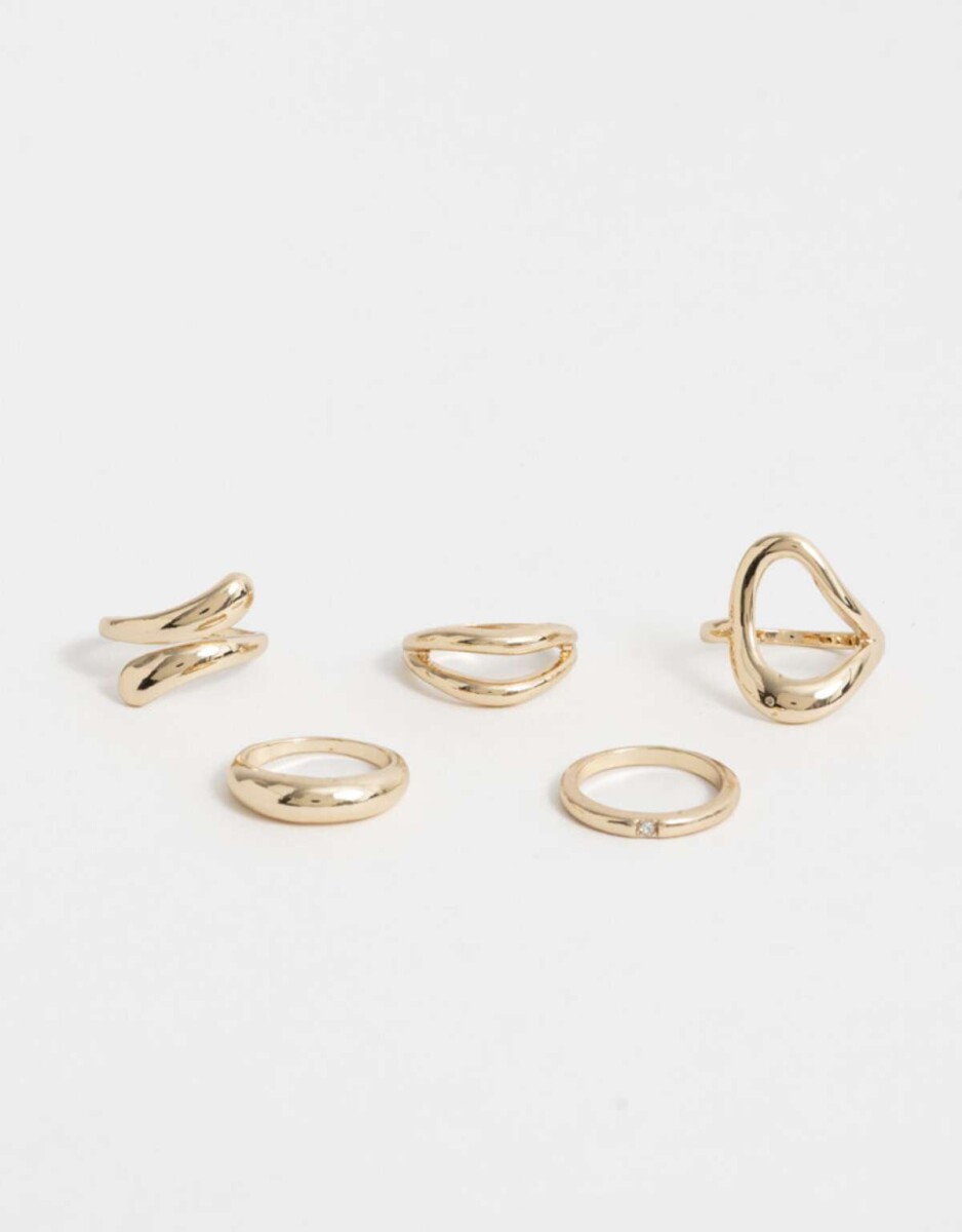 Set De Anillos De Metal - Dorado 