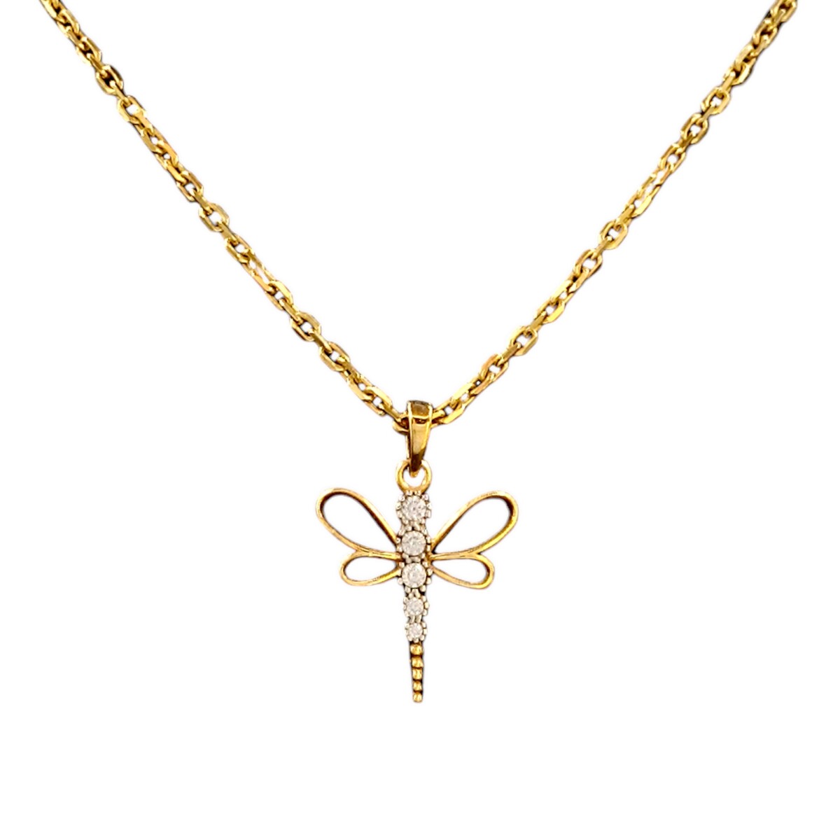 Dije Libélula-Oro bajo-Piedra Zirconia-CP8540 - conpiedra 