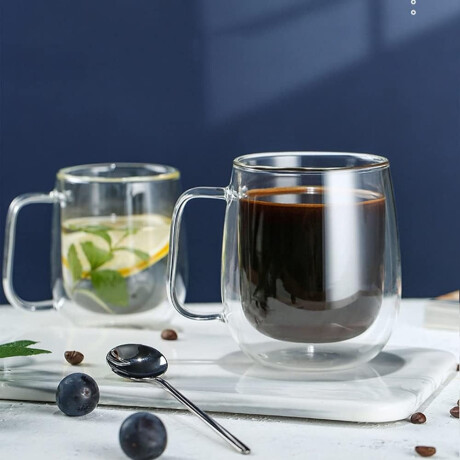 Taza de Café en Vidrio con Aislamiento de Doble Pared 350Ml Transparente