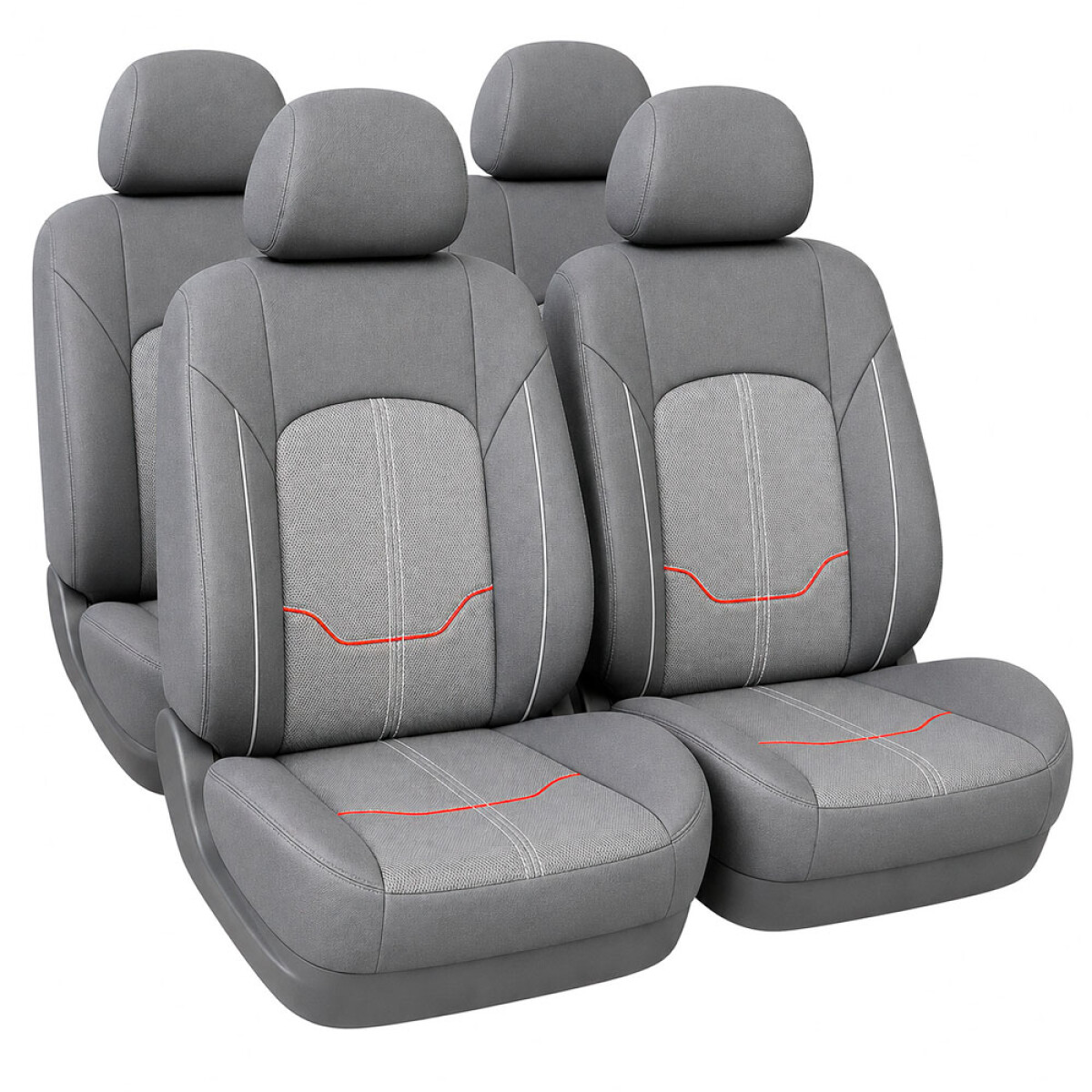 CUBRE ASIENTO - SET CUBRE ASIENTOS GRIS LINEA ROJA WESTON 