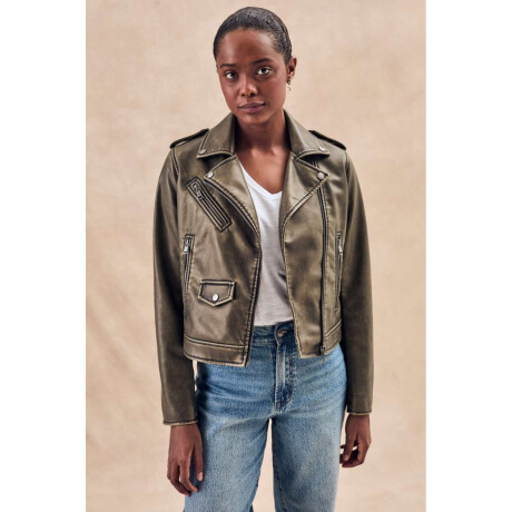 Campera Cuero Vegano Lavado Safari Lavado