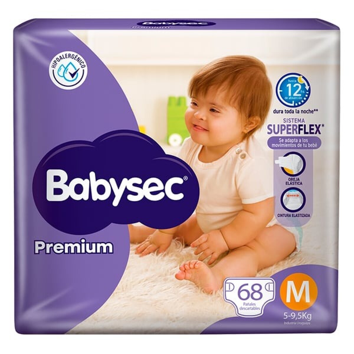 Pañal Babysec Premium Mediano X68 
