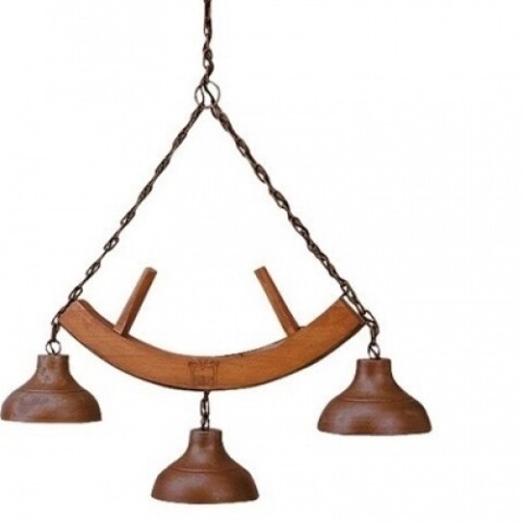 COLGANTE ESTANCIA 3L E27 MADERA Y COBRE COLGANTE ESTANCIA 3L E27 MADERA Y COBRE
