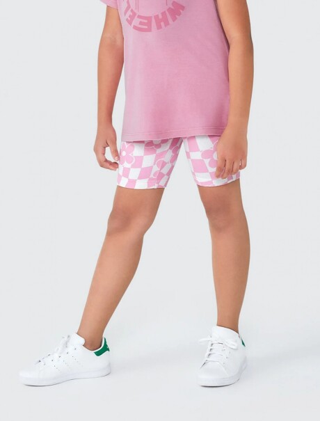 CALZA CICLISTA INFANTIL ESTAMPADA ROSA