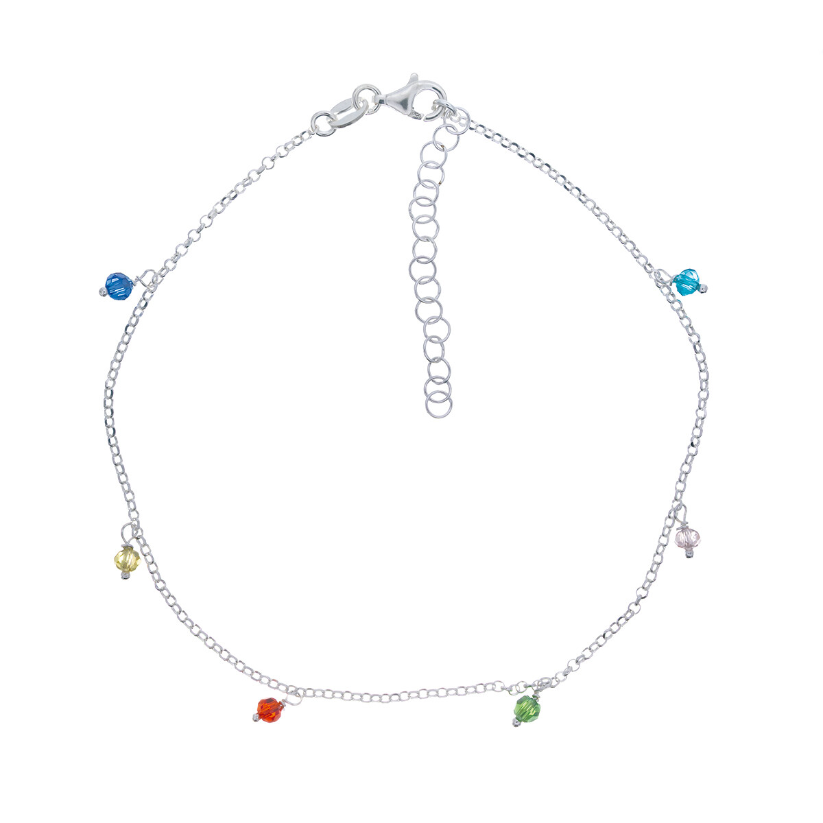 Tobillera de plata 925 con cuentas. 