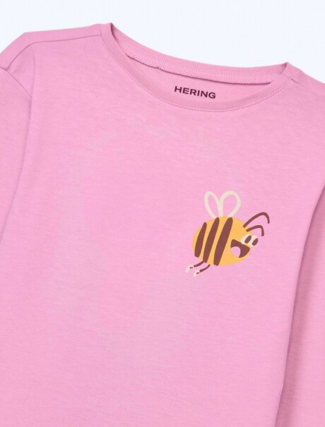 CAMISETA INFANTIL CON ESTAMPA ROSADO
